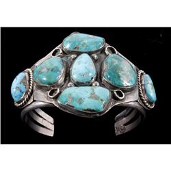 Navajo Excellent Turquoise Nugget Silver Bracelet
