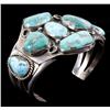 Image 3 : Navajo Excellent Turquoise Nugget Silver Bracelet