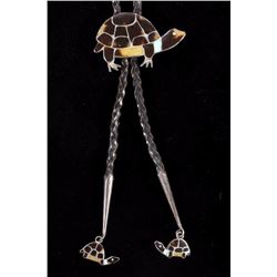 Zuni Tortoise Shell & Turquoise Bolo Tie Early