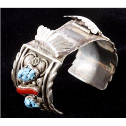 Navajo Les Baker Shop Sterling Bracelet Watch Cuff