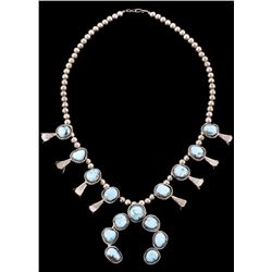 Navajo Silver & Turquoise Squash Blossom Necklace