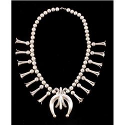 Navajo Squash Blossom Naja Necklace Early 1900