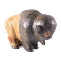 Big Sky Carved Wooden Carved Buffalo Sculpture