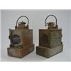 Image 1 : TWO WELCH PATENT RAILWAY LAMPS, clear lenses, one marked 'S.R', the other 'B.R.S', height 21cm, (...