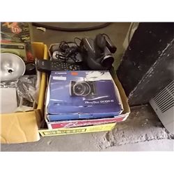 BOX OF CAMERAS AND REMOTES