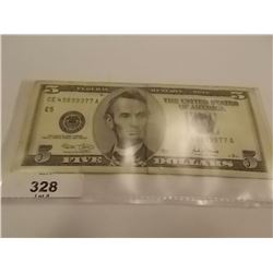 BANK NOTE - USA - $5 - 2001