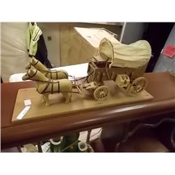 WOODEN WAGON AND HORSES