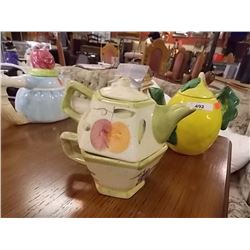TEA POT SET - 3 PC - HAND PAINTED CHINA