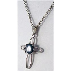 Silver tone cross pendant necklace