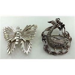 Vintage lot of sterling silver brooches