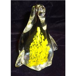 hand blown penguins art glass paper weights