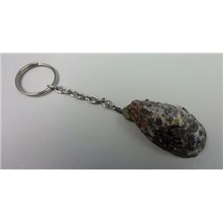 natural quartz crystal silver tone key chain