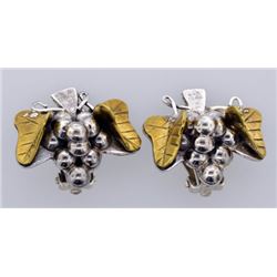 sterling silver heavy grapes earrings Vintage