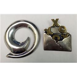 Vintage group lot of sterling silver signed pendant pin