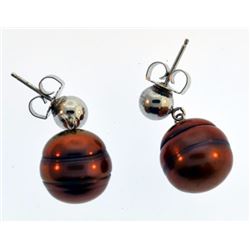 Vintage sterling silver pearl cultured earrings