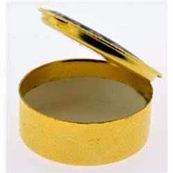 gold tone Vintage compact w floral design