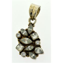 Vintage clear crystal sterling silver pendant