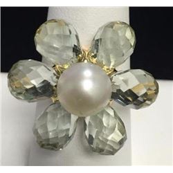 Vintage sterling silver crystal ring