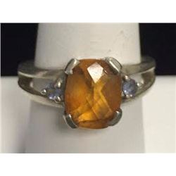 Orange gemstone vintage sterling silver ring