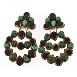 Very nice turquoise and purple gemstone earrings