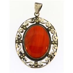 boma stamped orange agate pendant