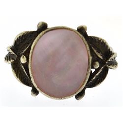 sterling silver signed pearl cocktail ring