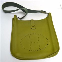 designer authentic Hermes green leather purse