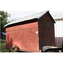 ITEM #20 - Steel Wheeled Wagon c/w Wood Building