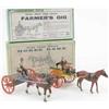 Image 1 : Britains farm vehicles, pre-war, No. 8F Horse Rake and 20F Farmer's Gig, each with operator, very...