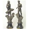 Image 1 : A pair of French late 19th century spelter figures, of a man and woman representing agriculture,...