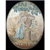 Image 1 : A Regency silkwork picture of Britannia, watercolour face, hands and sky, standing by a funerary...