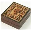 Image 1 : A Victorian Tunbridgeware stamp box, inlaid with a stamp on rosewood ground, 1.5 ins...