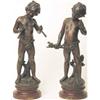 Image 1 : August Moreau, French circa 1890, a pair of spelter figures, each of a near naked infant, one blo...