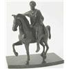 Image 1 : Italian after the Antique: a bronze 'Marcus Aurelius', on horseback above bow front green marble...