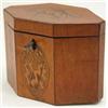 Image 1 : A George III octagonal satinwood tea caddy, inlaid with shell and thistle paterae, 6.25ins....