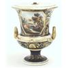 Image 1 : A Georgian Derby bone china campana vase, painted with a rural view In Italy, and gilded against...
