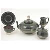 Image 1 : A Murano amethyst glass tea set consisting of teapot, milk jug, bowl and covered sugar bowl and s...