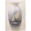 Image 1 : A large Royal Copenhagen vase, baluster-shape painted with a yacht sailing off-shore and middle-d...
