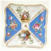 Image 1 : A Meissen square dish, painted with alternating panels of courting couples and flowers, double-sc...