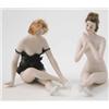 Image 1 : Two early 20th century German bisque porcelain Bathing Belles, each with hair wig and blue shoes,...