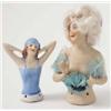 Image 1 : Two early 20th century German porcelain Bathing Belle tea cosies, one with real hair, clapping po...
