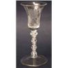 Image 1 : An 18th century Jacobite wine glass, bell bowl engraved with rose and single bud, on double-serie...