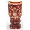 Image 1 : A 19th century Bohemian glass beaker vase, cut and enamelled with figures and rococo scrolls agai...