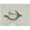 Image 1 : STERLING SILVER PEARL & DIAMOND RING