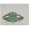 Image 1 : STERLING SILVER EMERALD & CUBIC ZIRCONIA RING