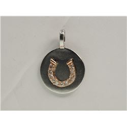 STERLING SILVER & 14KT ROSE GOLD DIAMOND PENDANT