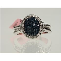 STERLING SILVER BLUE DIAMOND RING