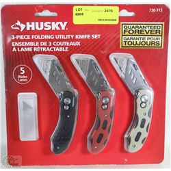 HUSKY 3-PIECE FOLDING UTILITY KNIFE SET