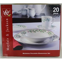 TWENTY PIECE MISTLETOE PORCELAIN DINNERWARE SET