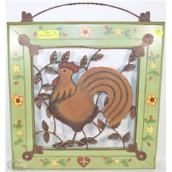 RUSS BERRIE HANDCRAFTED WOOD + METAL ROOSTER WALL